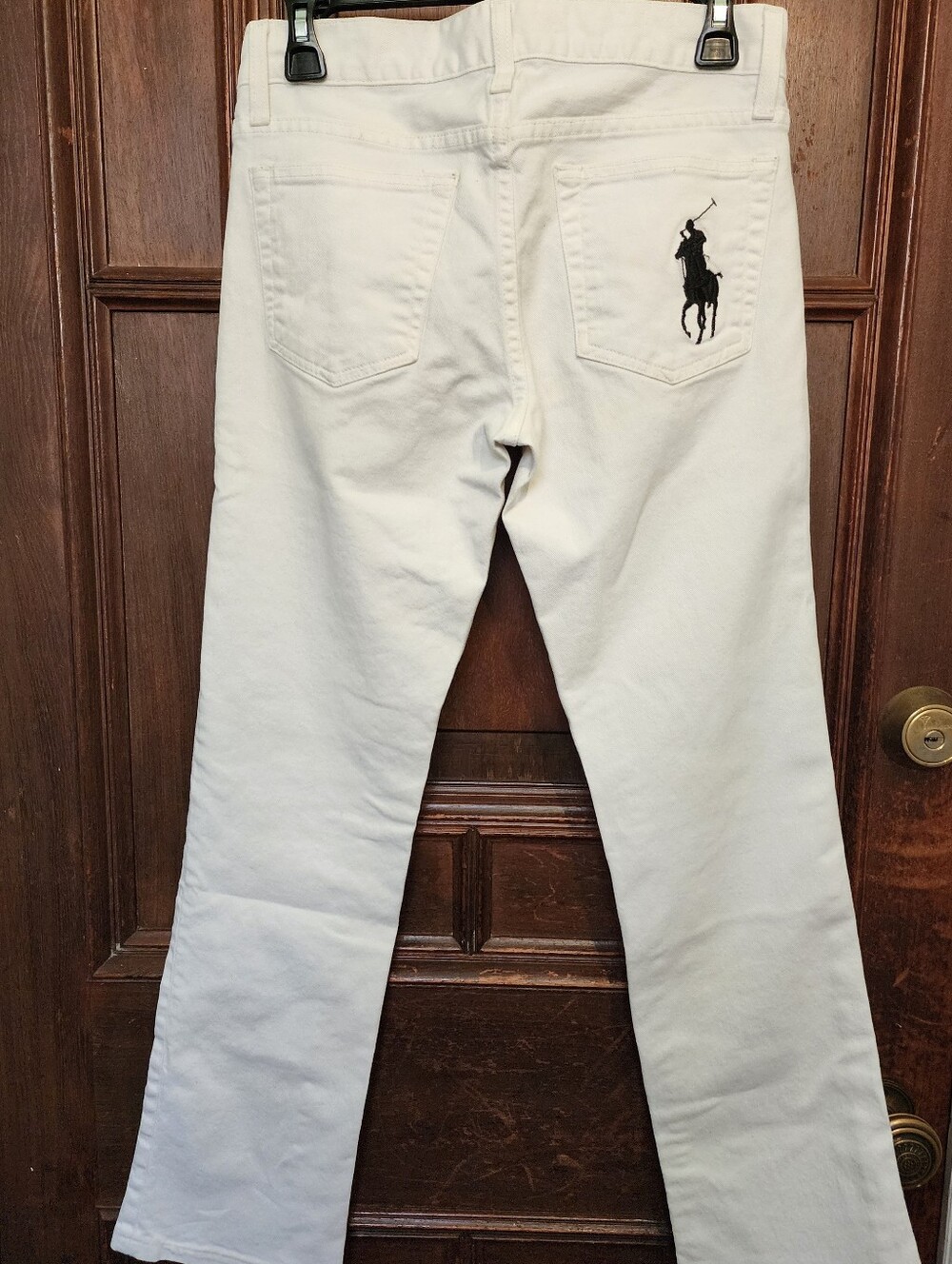 Ralph Lauren Black Label Women's White Boot Cut Jeans with Black Pony Logo